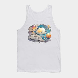 Muted Tones & Rice Paper Texture: Detailed Space Art Illustration (542) Tank Top